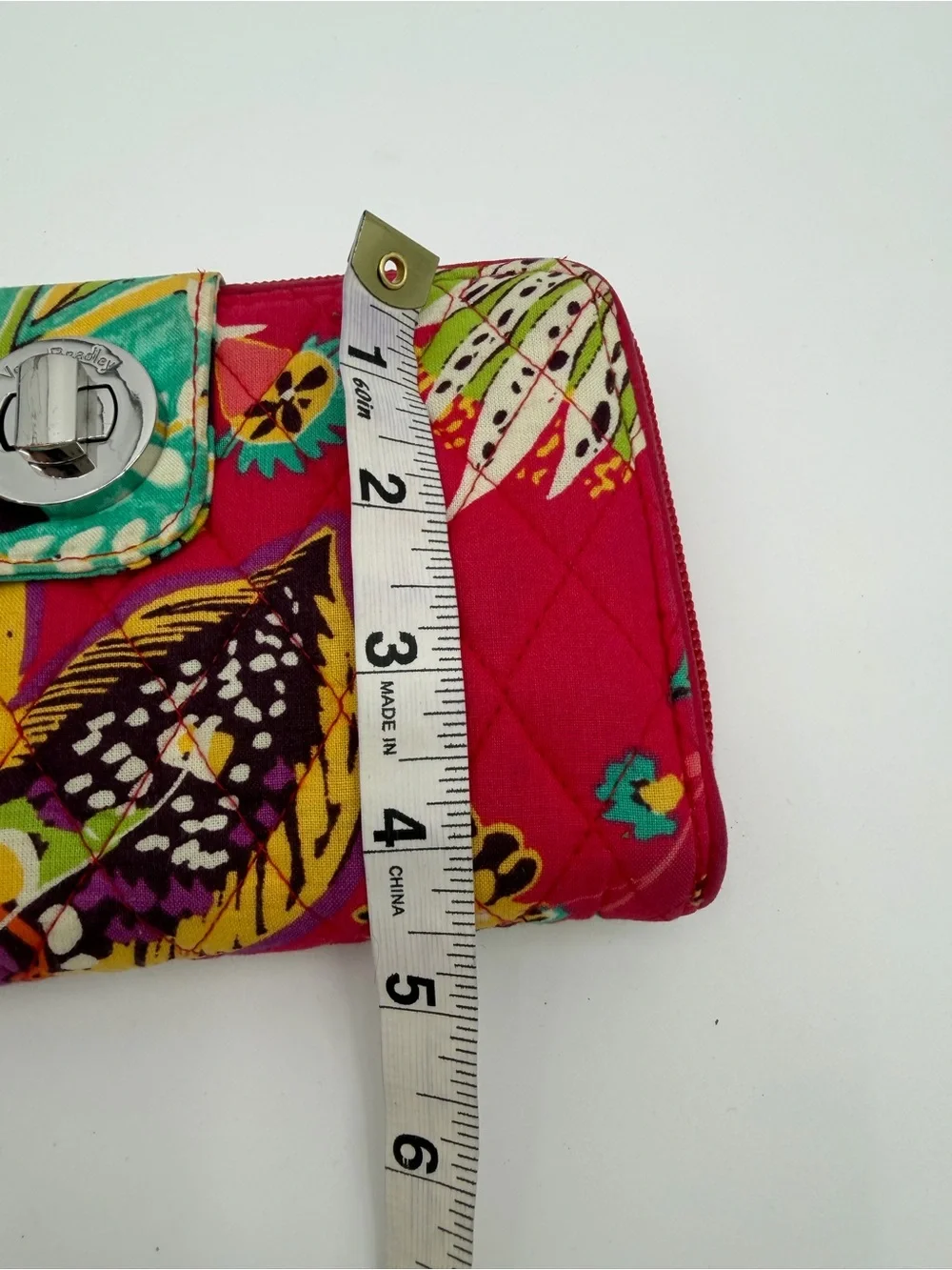 Vera Bradley Turnlock Zip Wallet Tropical Floral Red
